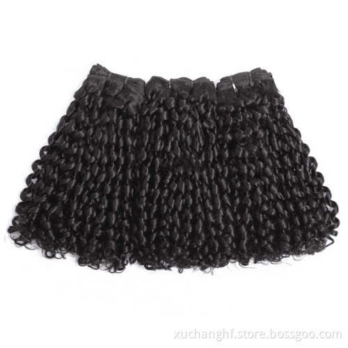 Hanfan 10a 11a Fumi Super Double Drawn Virgin Indian Human Hair Pixie Curls 3 Bundles with Lace Frontal Closure